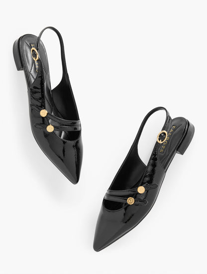 SCARLET PATENT SLINGBACK FLATS - CRINKLE