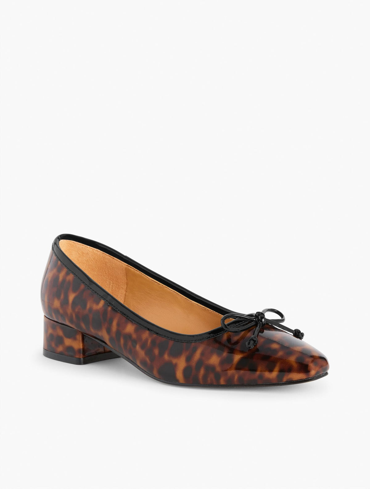 VANESSA PATENT LEATHER BLOCK HEEL PUMPS - TORTOISESHELL