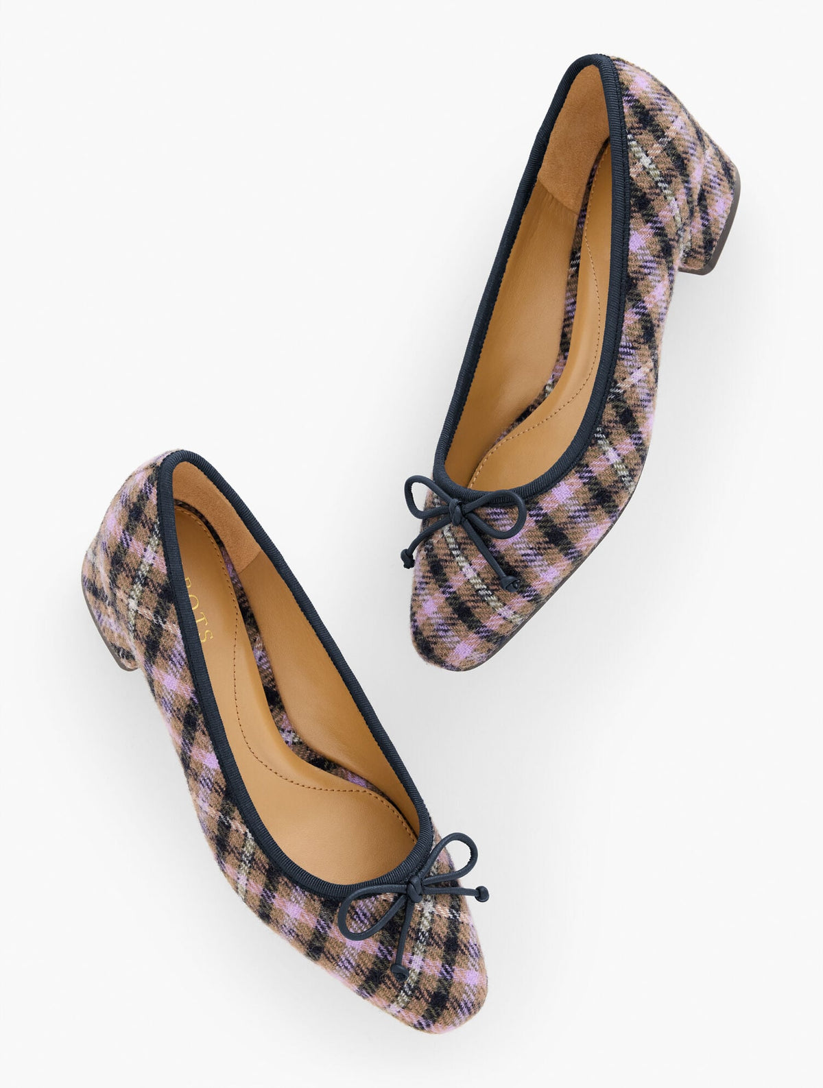 VANESSA PEMBERLEY PLAID BLOCK HEEL PUMPS