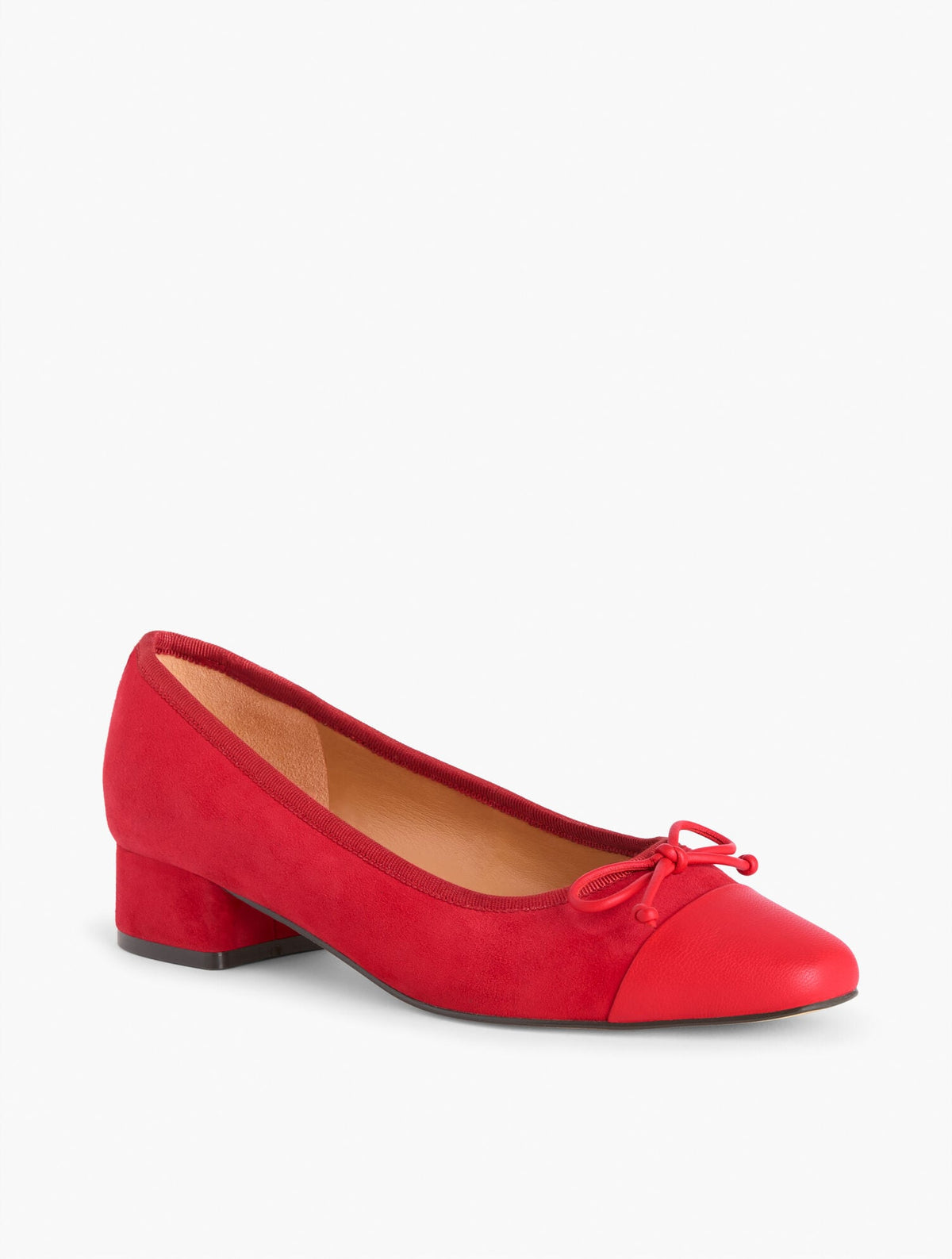 VANESSA CAP TOE SUEDE BLOCK HEEL PUMPS