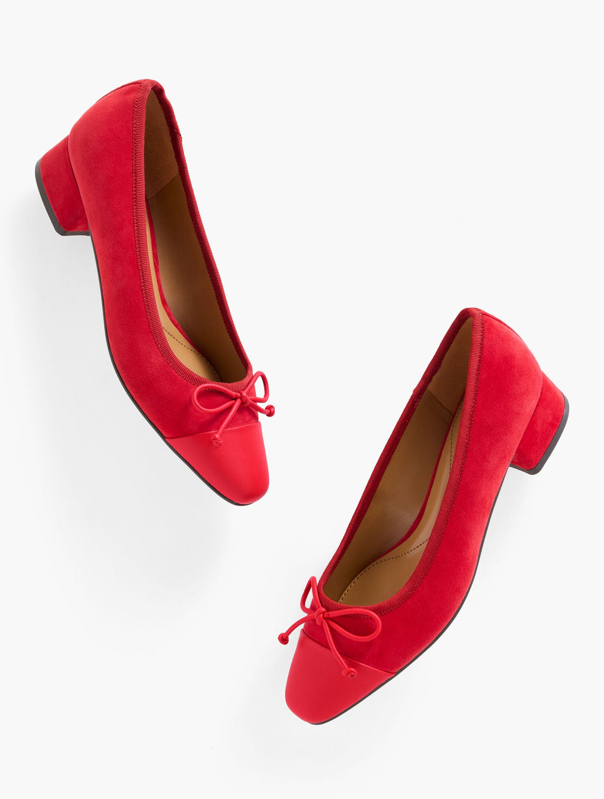 VANESSA CAP TOE SUEDE BLOCK HEEL PUMPS