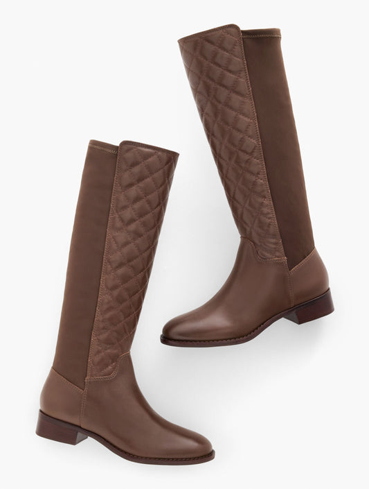 TISH STRETCH QUILTED LEATHER TALL BOOTS