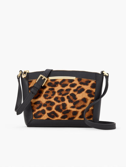 CALF HAIR & PEBBLE LEATHER CROSSBODY BAG