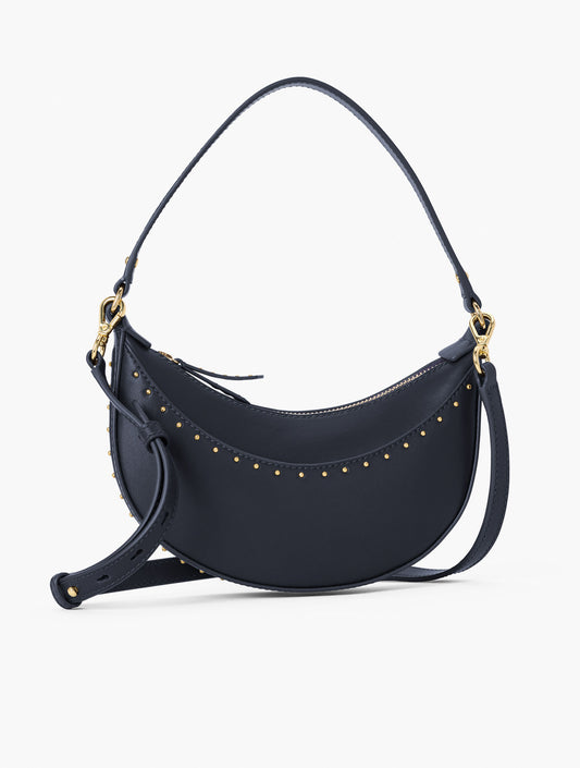 STUDDED LEATHER CRESCENT BAG