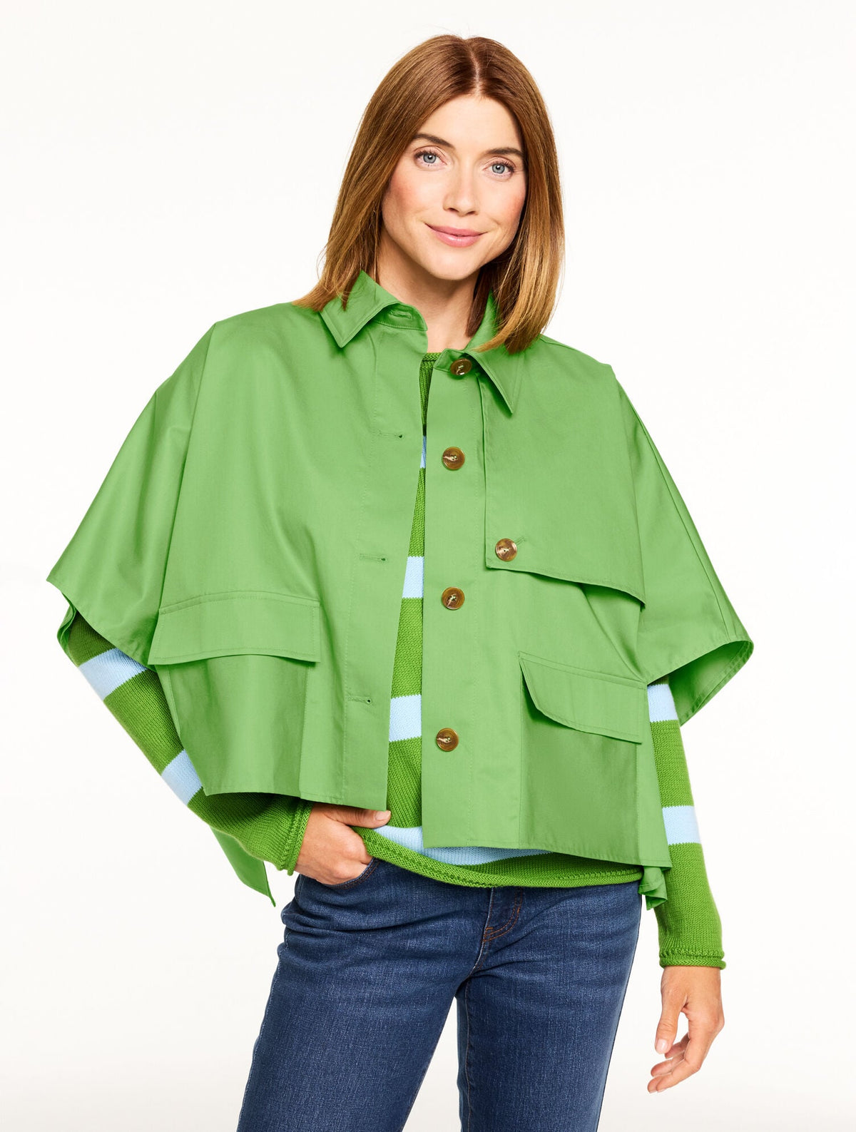 PLUS SIZE SHORT TRENCH CAPE
