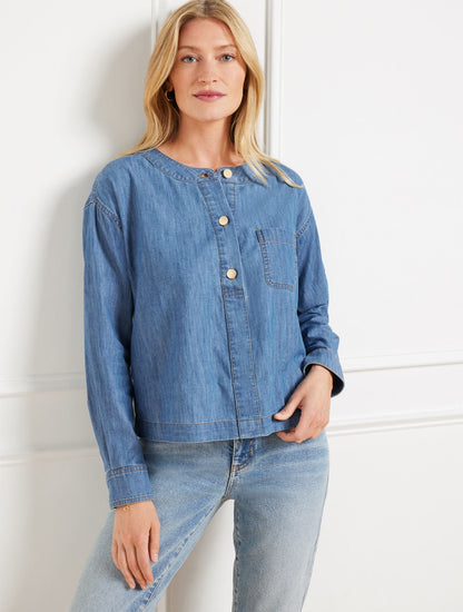 DENIM POPOVER SHIRT - AZURE SKY WASH