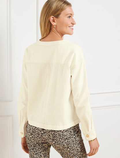 DENIM POPOVER SHIRT - LIGHT ECRU