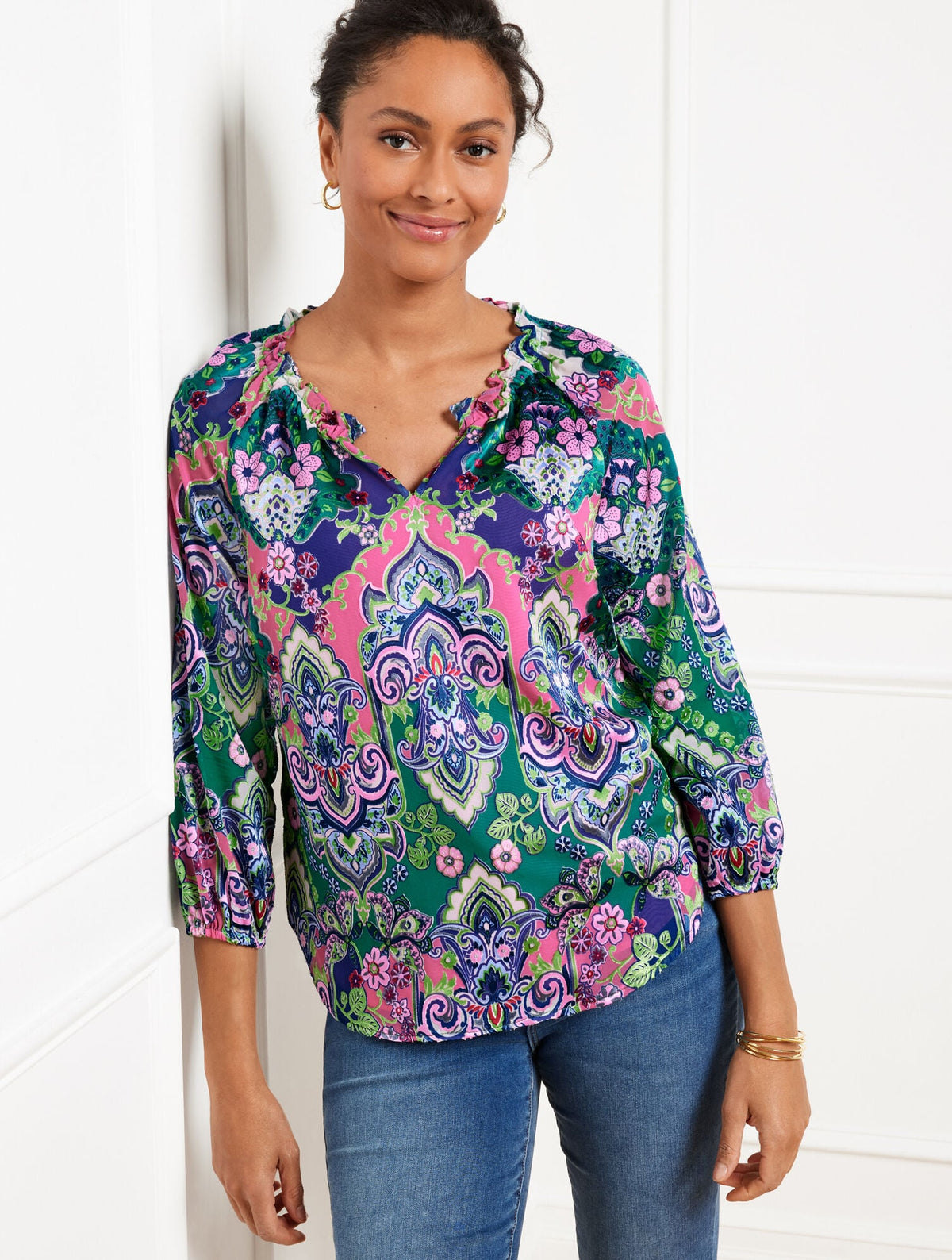 SATIN TOP - ELABORATE MEDALLION