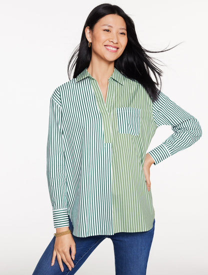 POPLIN TOP - TAILORED STRIPE
