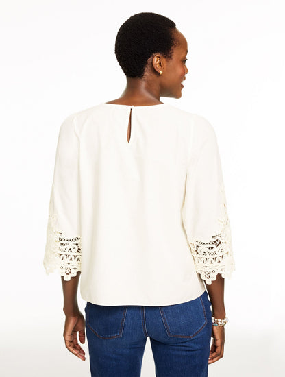 LACE TRIM POPLIN TOP