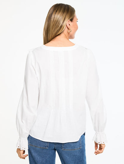 PINTUCK RUFFLE VOILE TOP