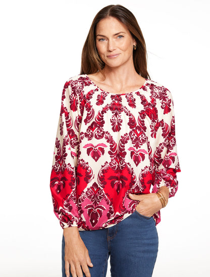 SMOCKED TOP - WATERCOLOR DAMASK