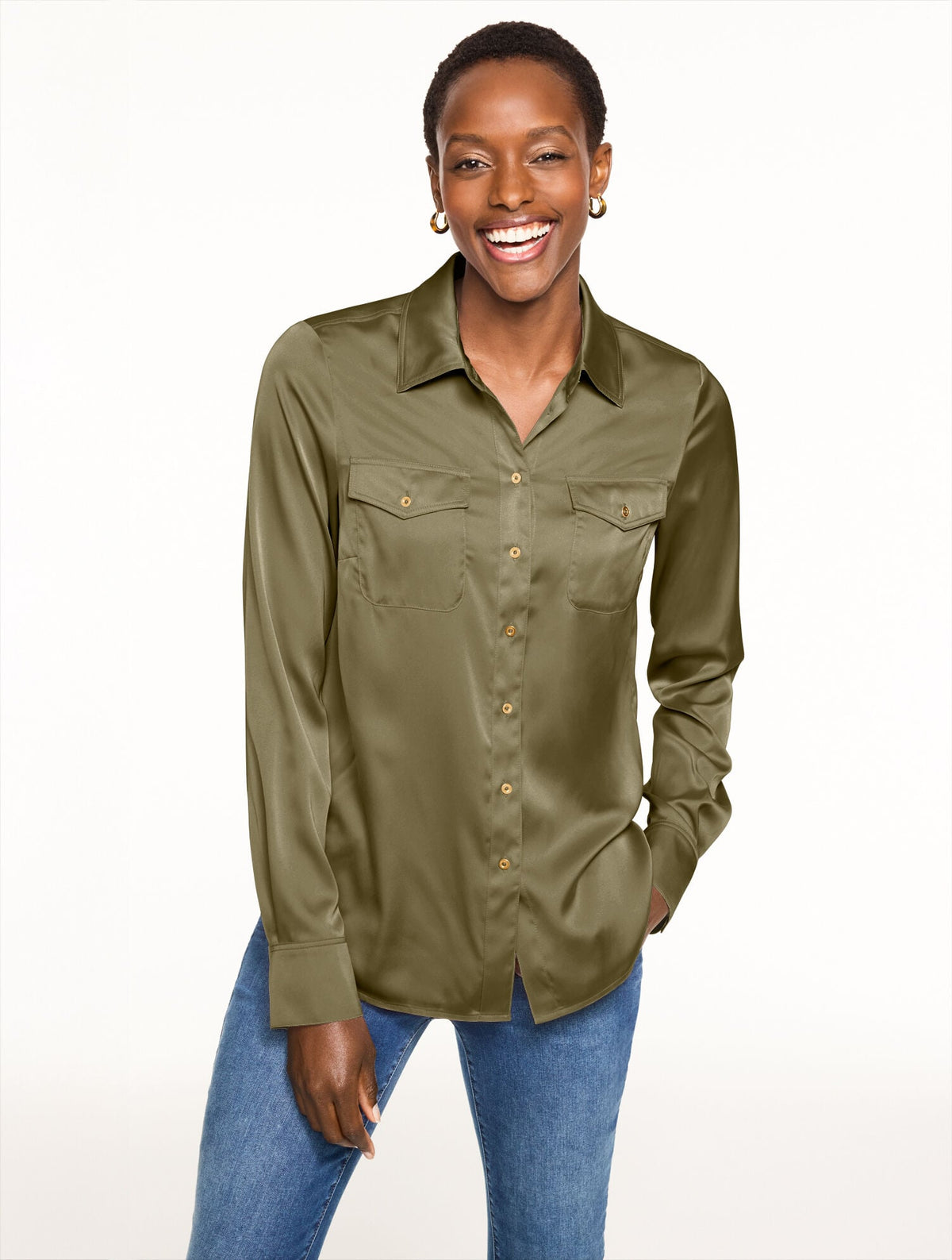 SOFT SATIN CHARMEUSE SHIRT