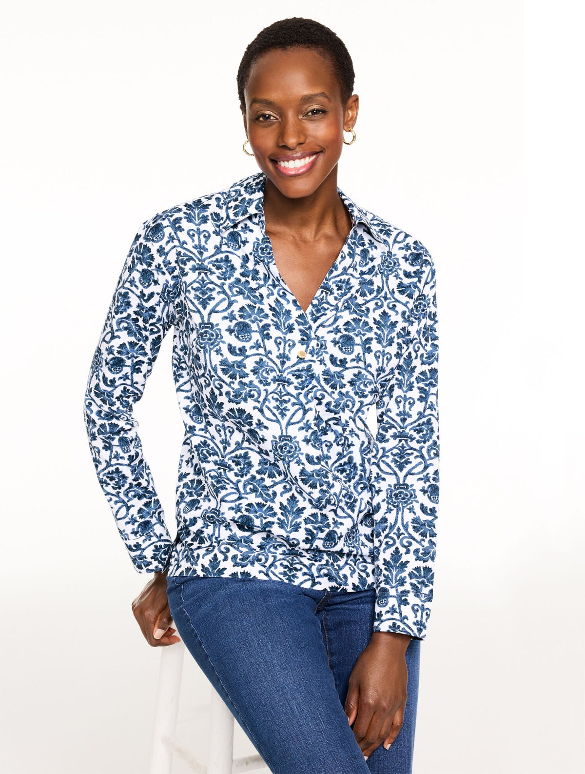 NON-IRON POPOVER - SPECKLED SCROLL