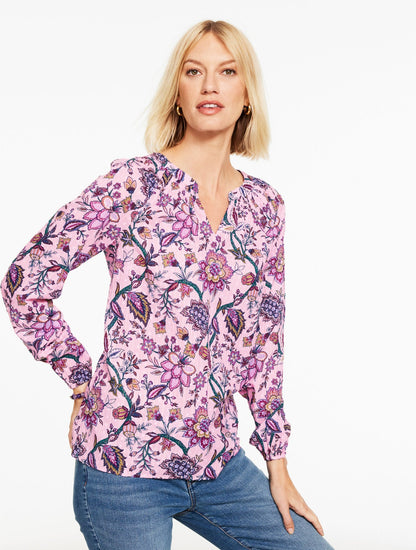 SMOCKED TOP - BLOOMING JACOBEAN