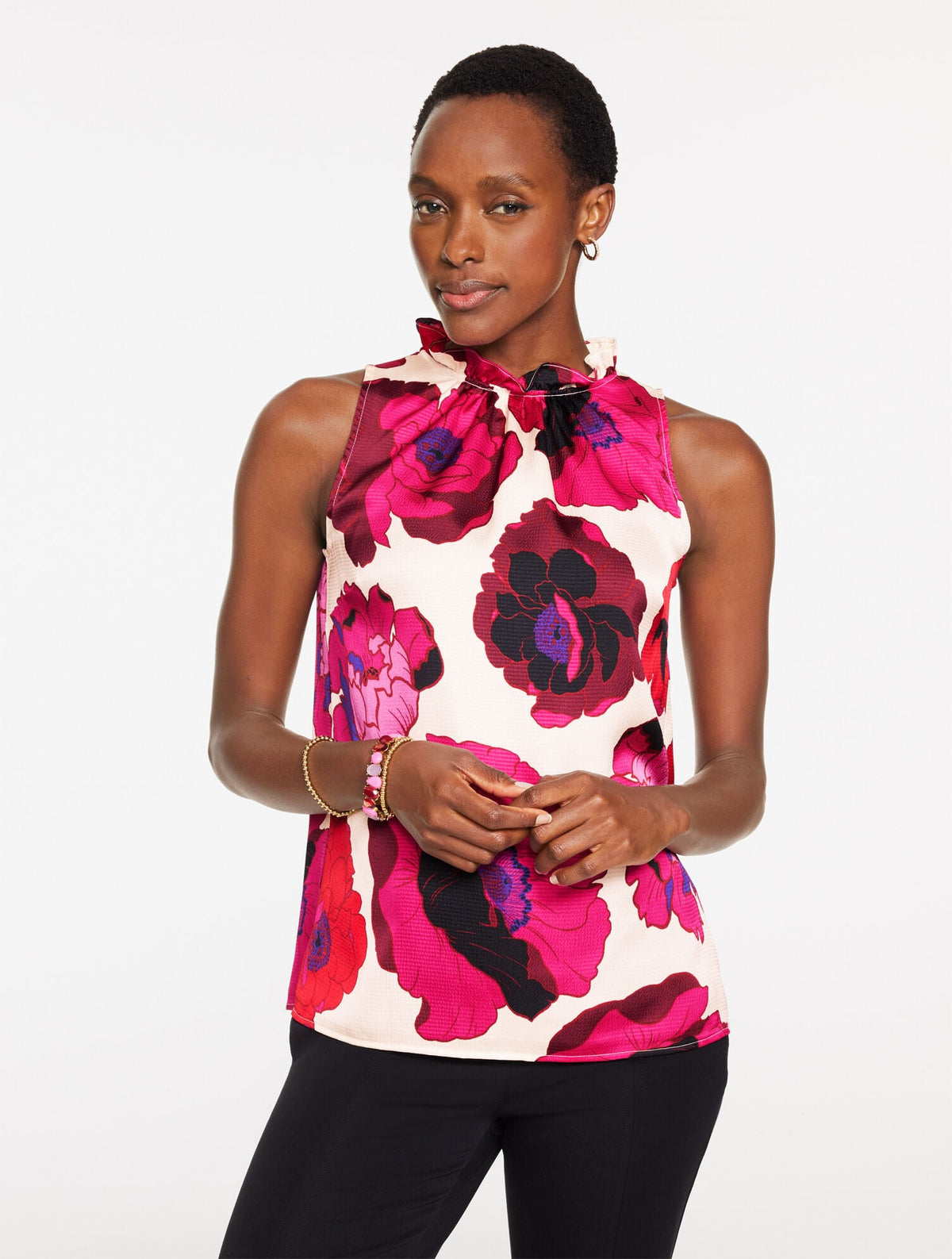 SATIN HALTER TOP - BLOOMING FLORAL