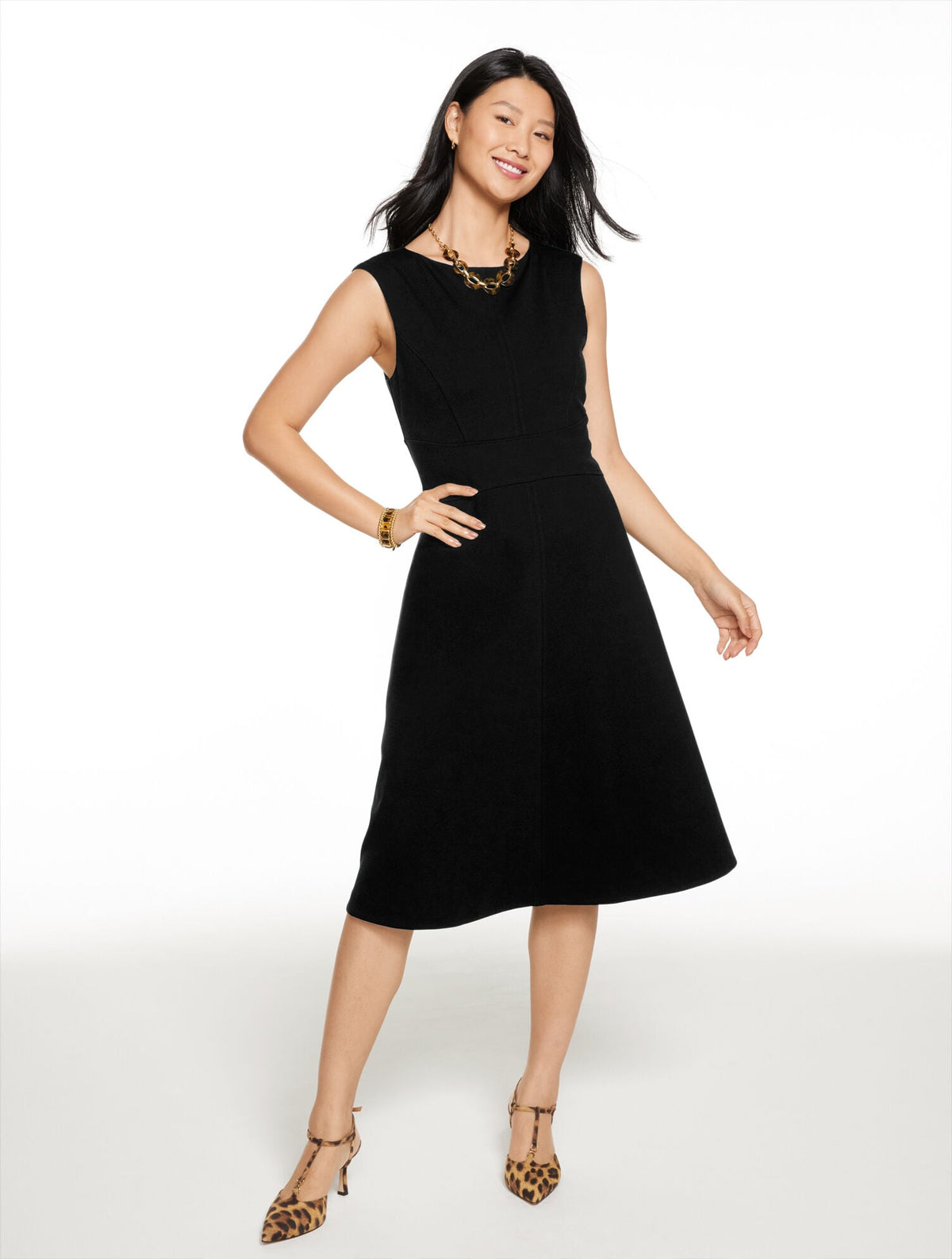 LUXE PONTE FIT & FLARE DRESS