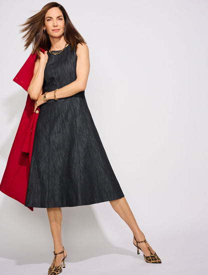 REFINED DENIM MIDI DRESS