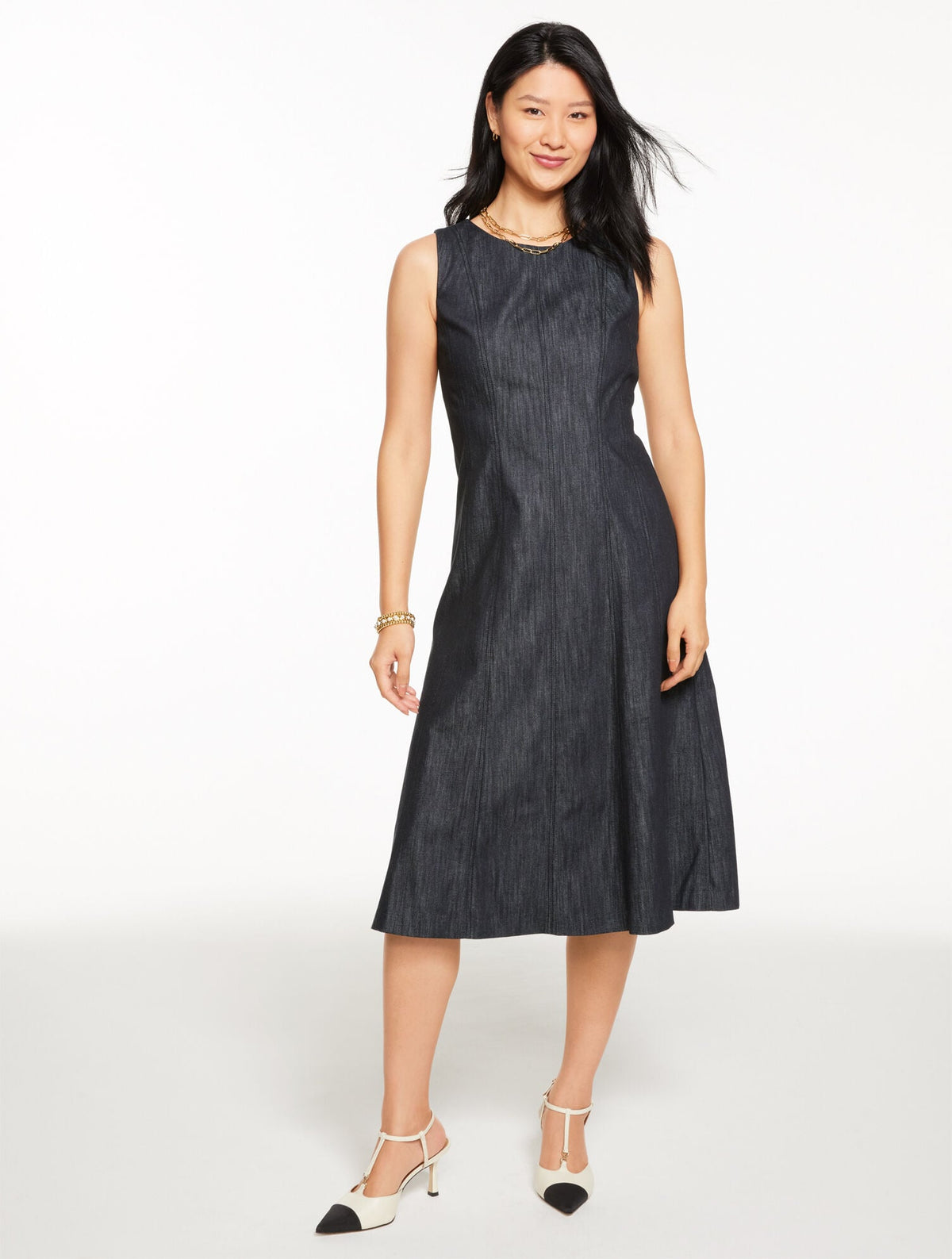REFINED DENIM MIDI DRESS