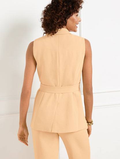 POLISHED CREPE TIE WAIST VEST
