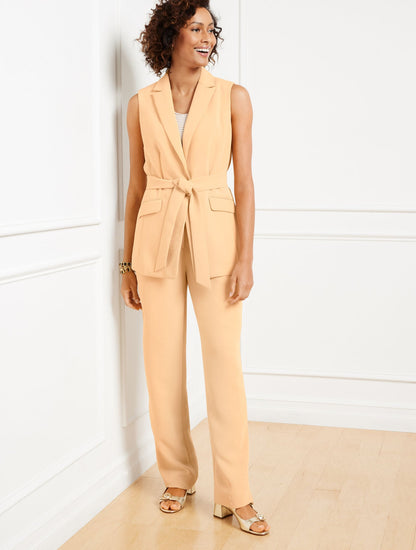 POLISHED CREPE TIE WAIST VEST