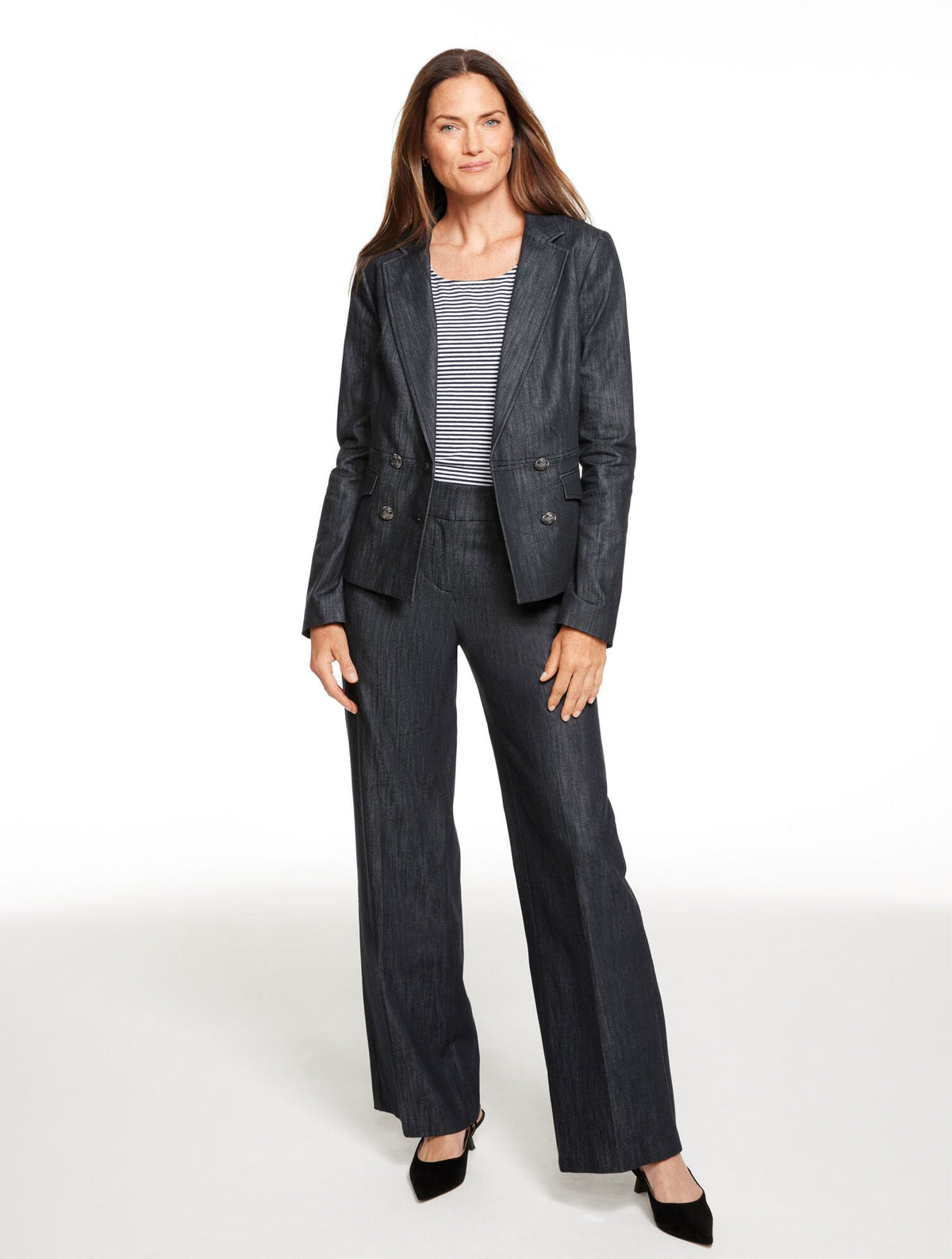 REFINED DENIM DOUBLE BREASTED BLAZER