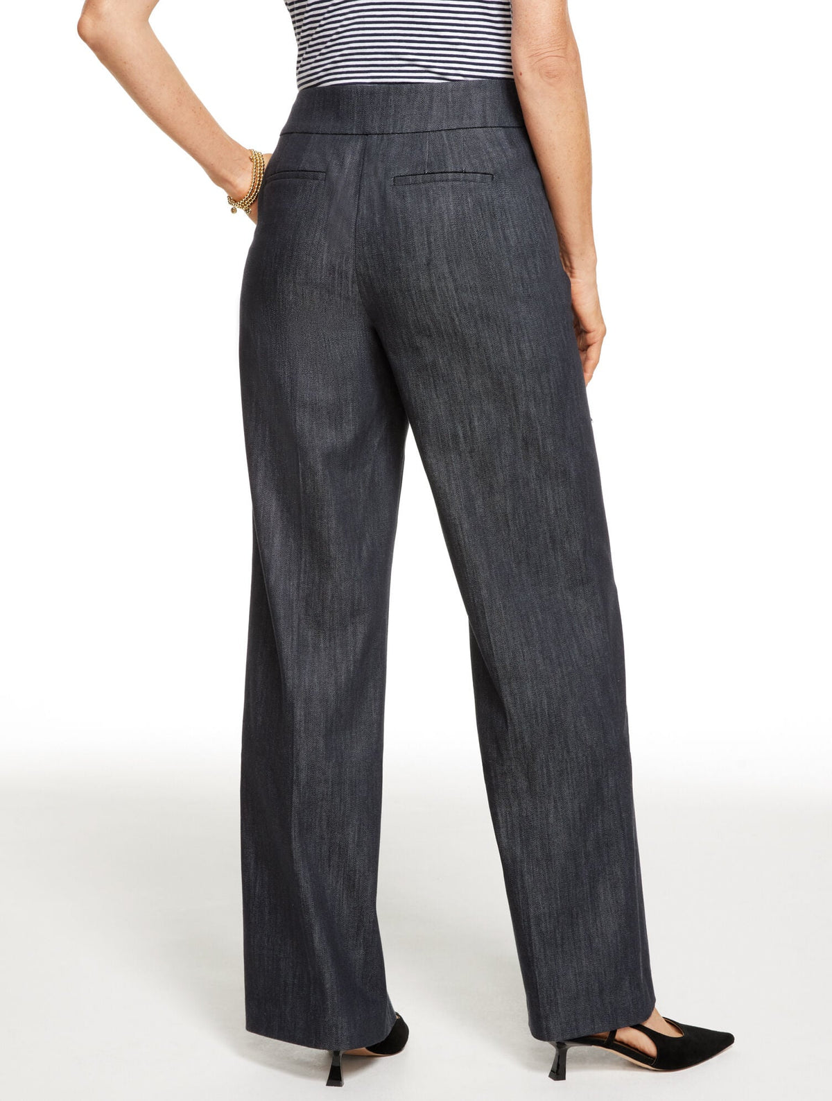WIDE LEG REFINED DENIM PANTS