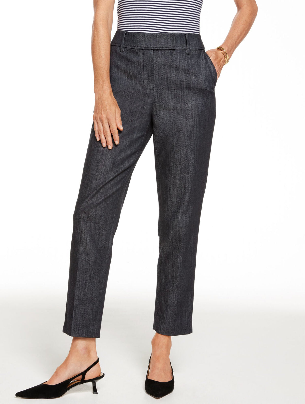 SLIM LEG REFINED DENIM PANTS