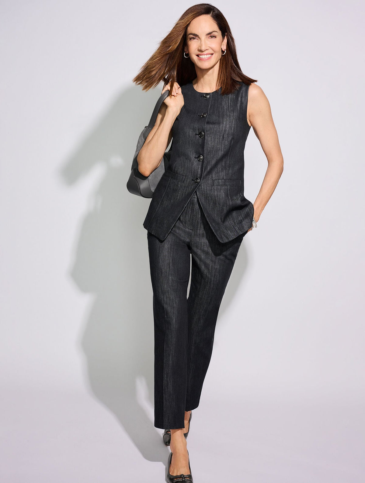 SLIM LEG REFINED DENIM PANTS