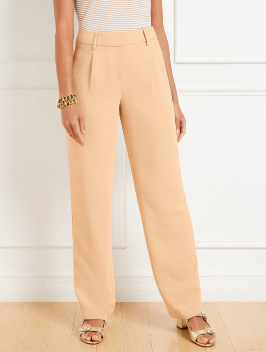 STRAIGHT LEG POLISHED CREPE PANTS