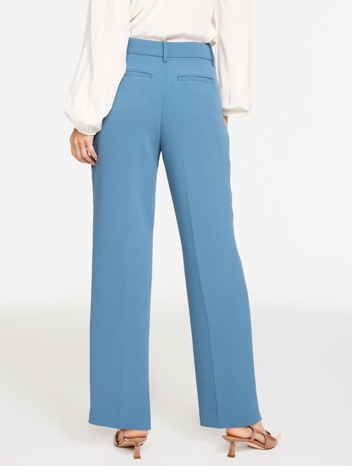 STRAIGHT LEG POLISHED CREPE PANTS