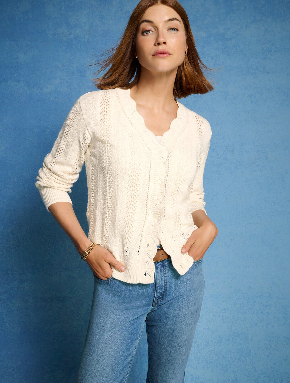 POINTELLE STITCH CARDIGAN
