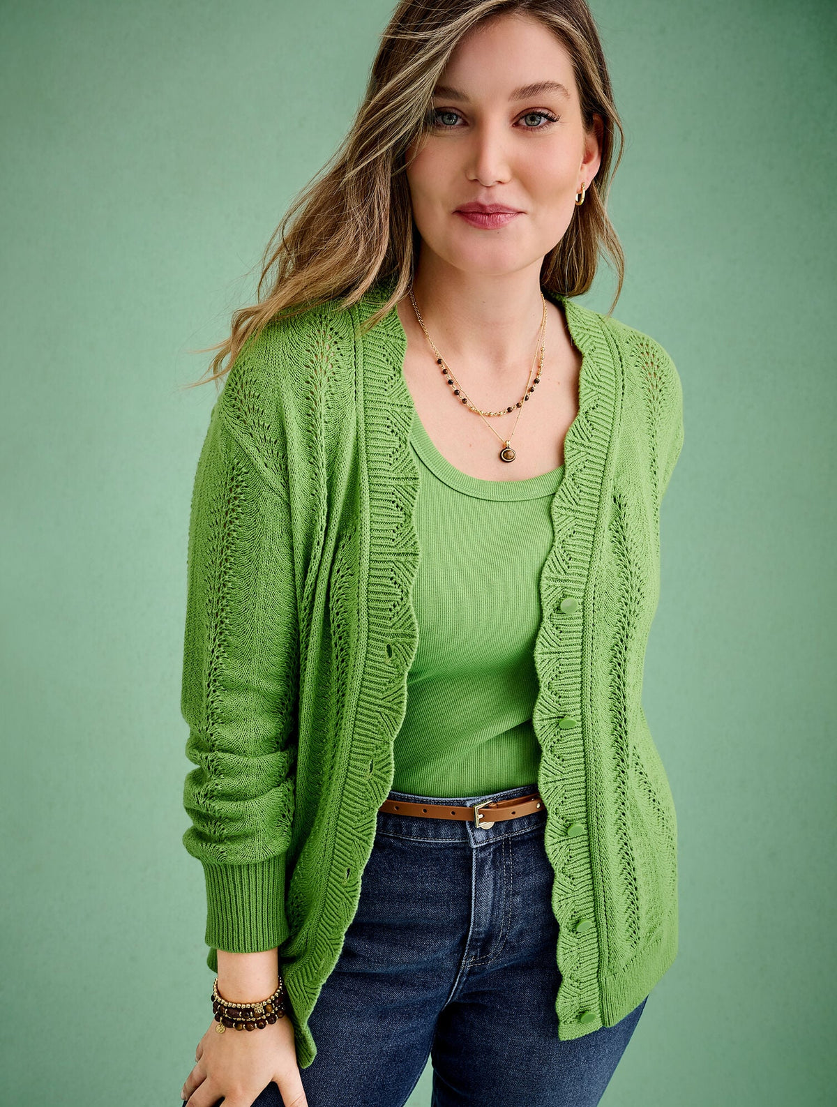 POINTELLE STITCH CARDIGAN