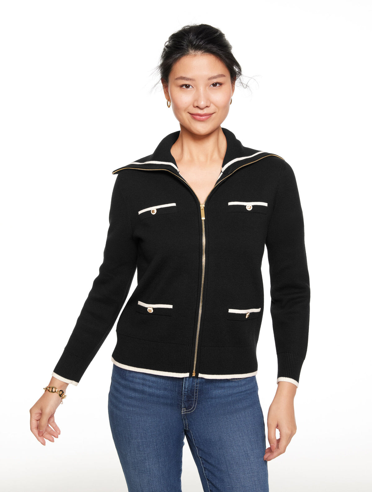 FULL-ZIP CARDIGAN - TIPPED