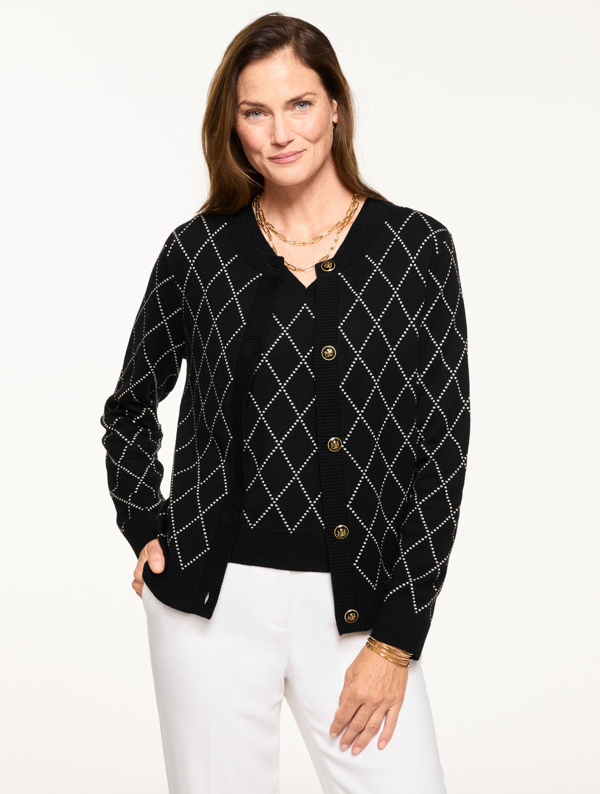 CREWNECK CARDIGAN - BIAS PLAID