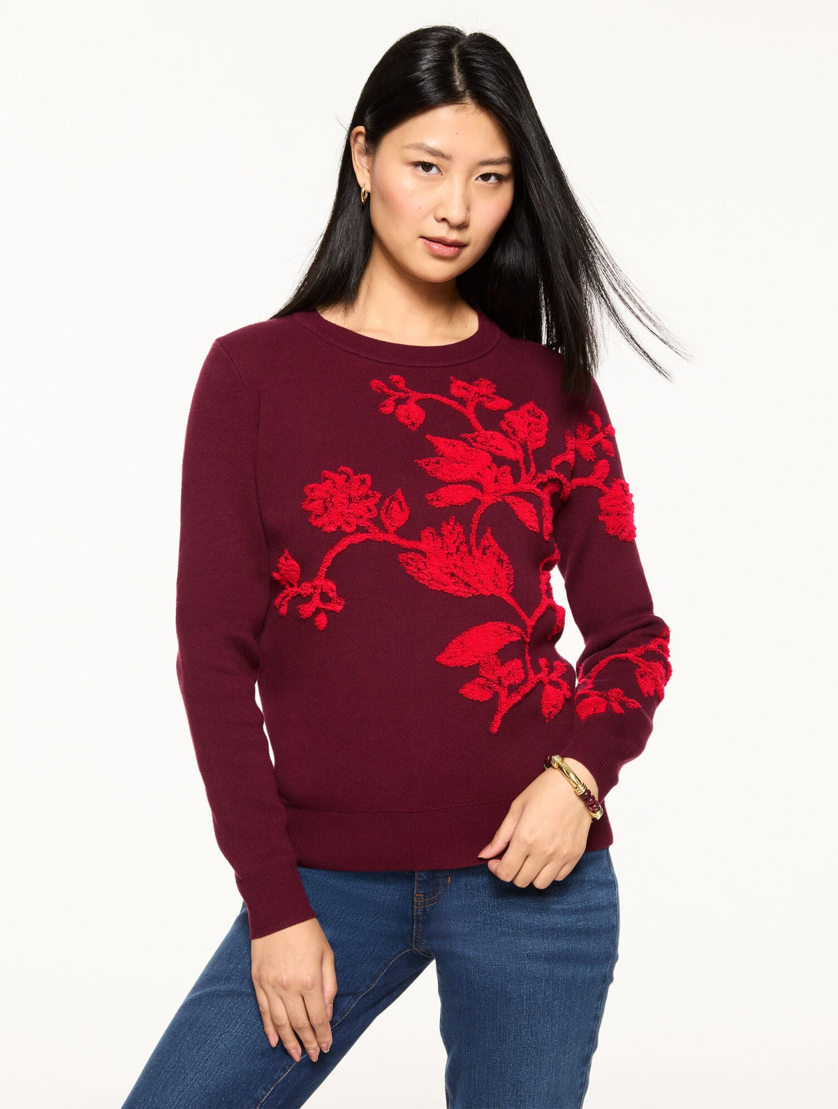 CREWNECK PULLOVER - PLACED FLORAL
