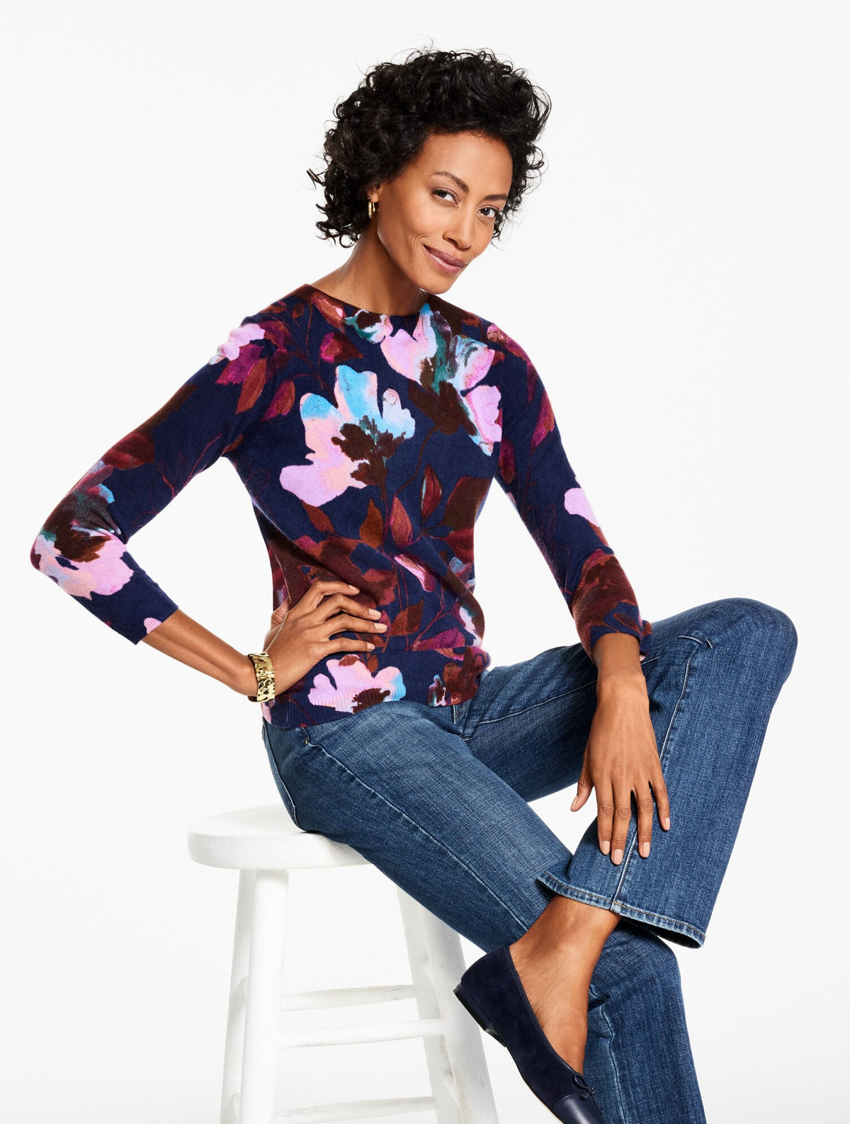 AUDREY CASHMERE SWEATER - AUTUMN FLORAL