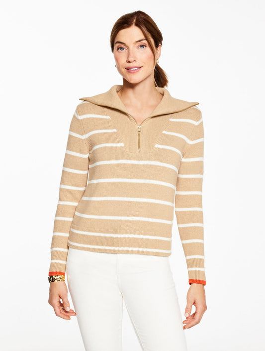 HALF-ZIP SWEATER - MARL STRIPE