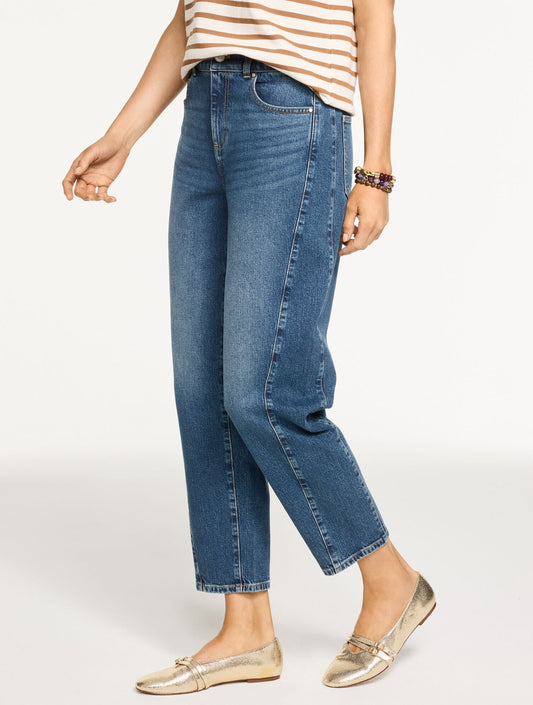 RELAXED TAPERED BARREL LEG JEANS - IRVING WASH