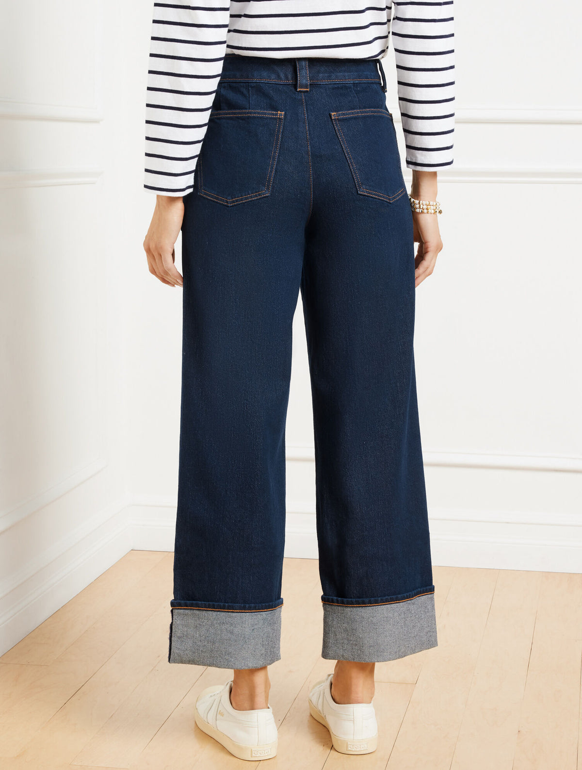 STRAIGHT ANKLE CUFF JEANS - WARREN WASH