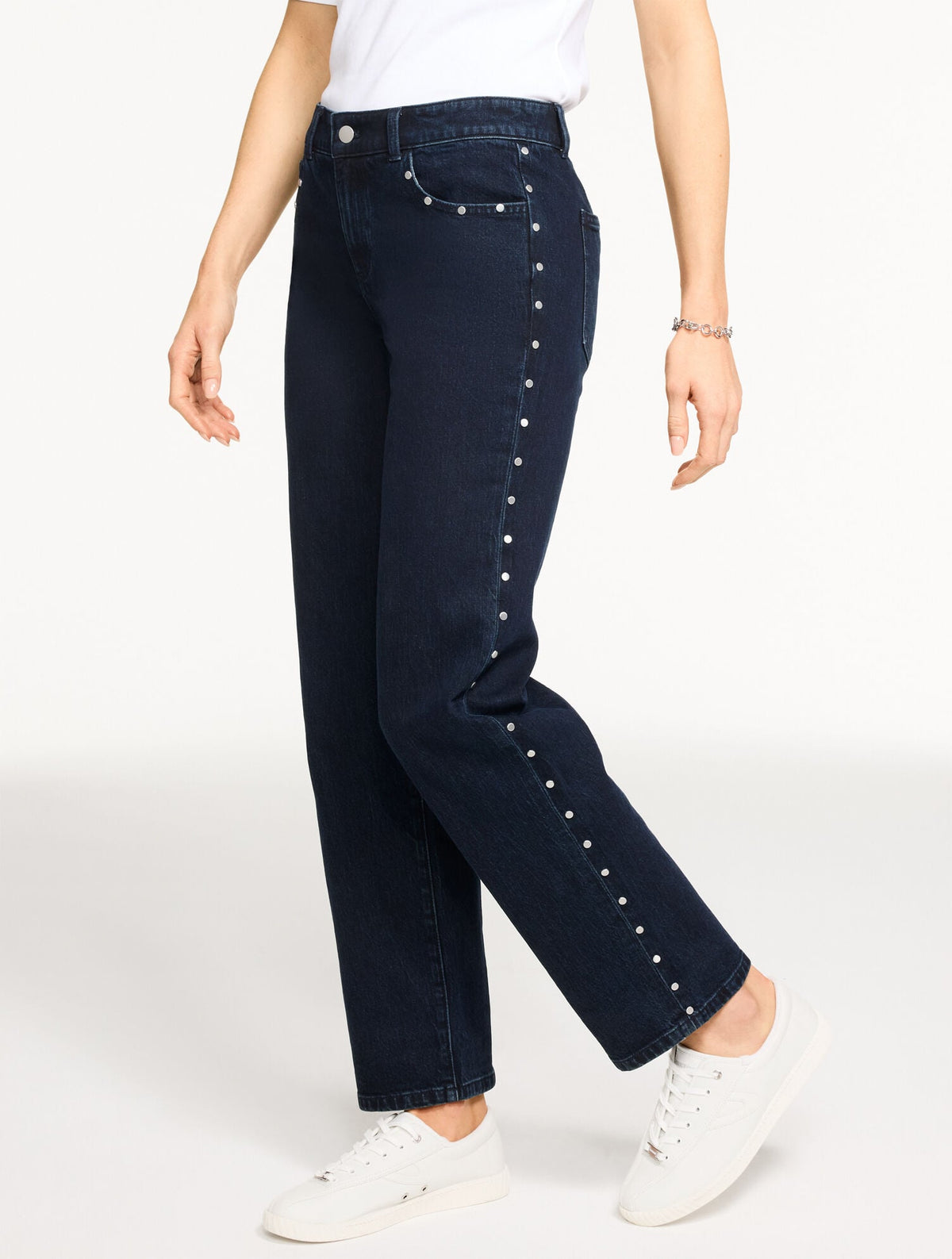TAILORED MID RISE STRAIGHT LEG JEANS - MIDNIGHT WASH