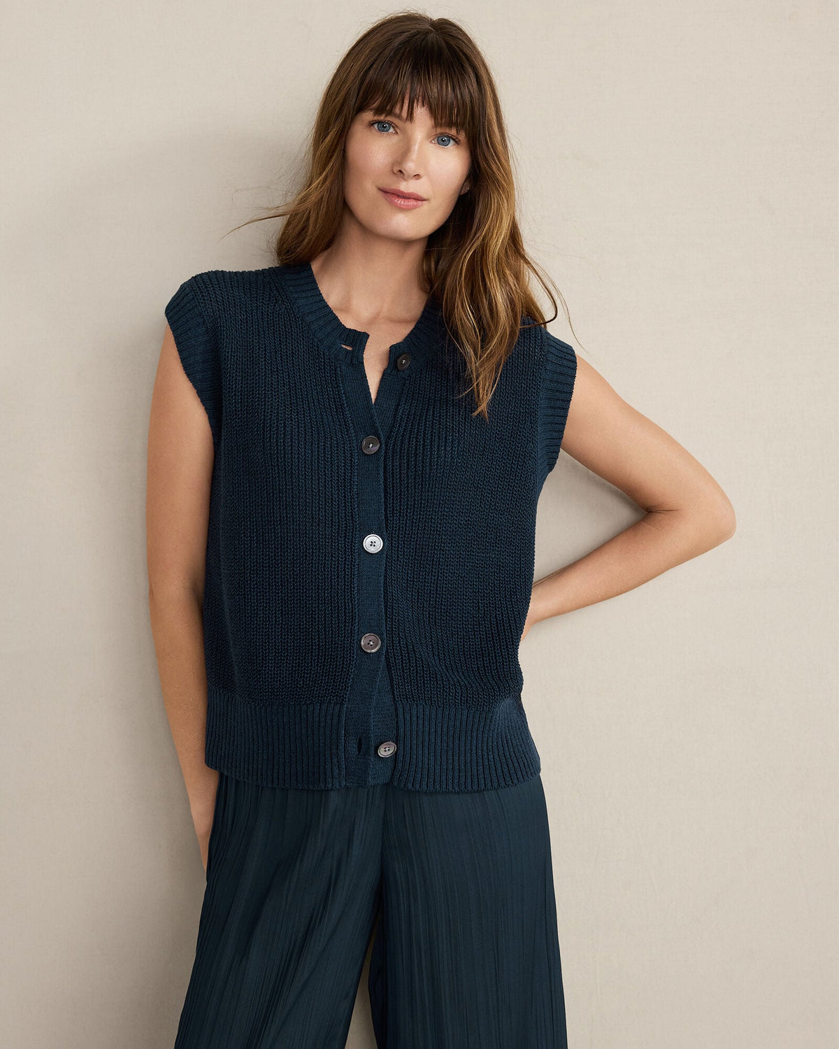 ORGANIC COTTON LINEN SWEATER VEST