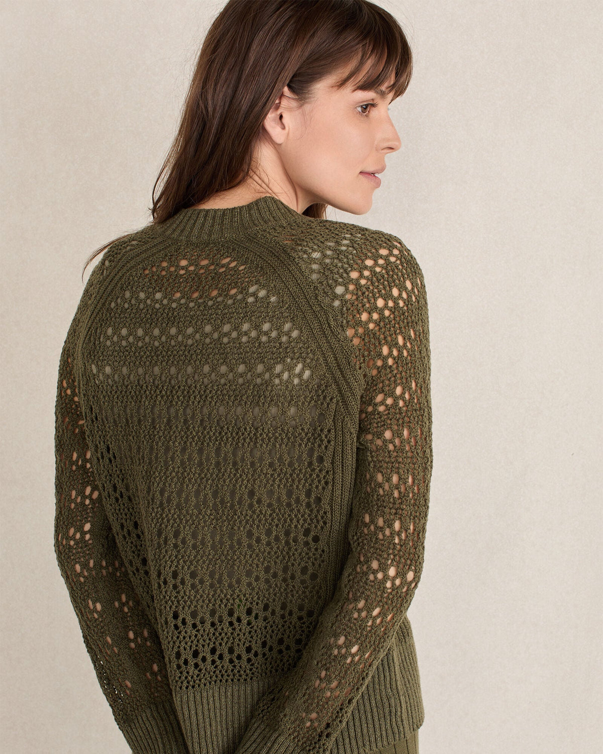 ORGANIC COTTON LINEN OPEN STITCH CREWNECK SWEATER