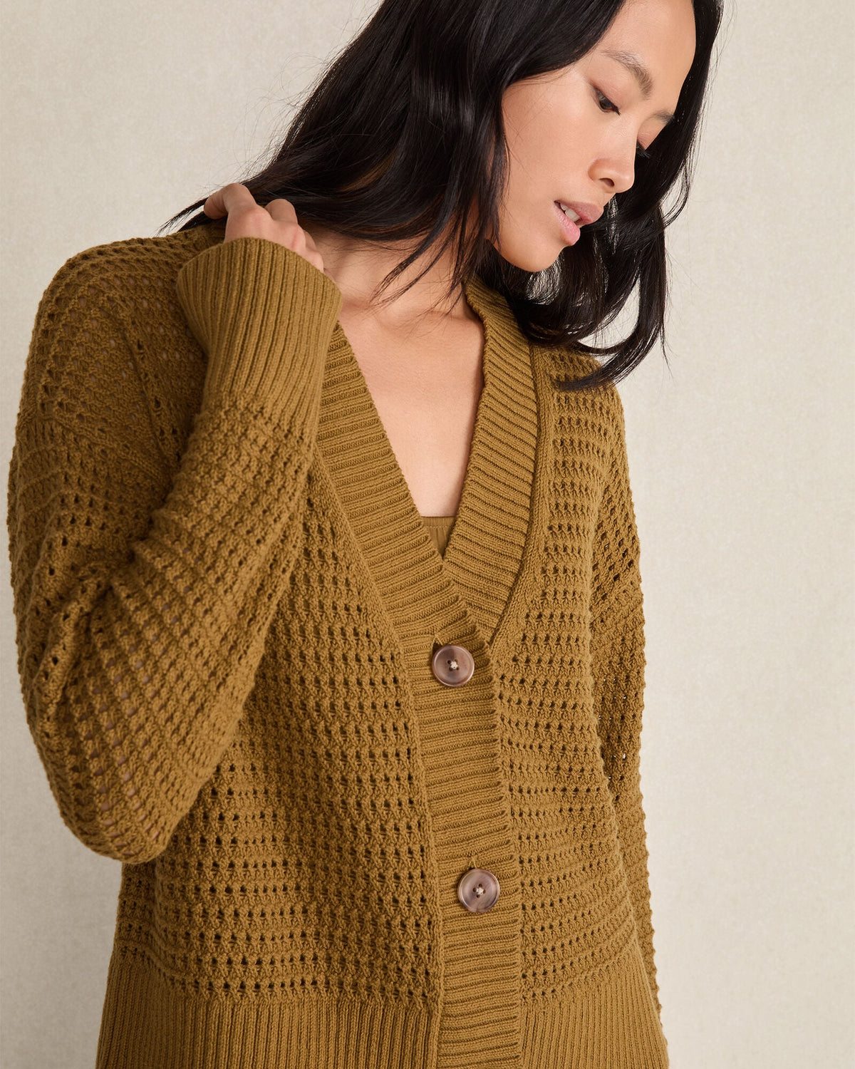 ORGANIC COTTON OPEN STITCH CARDIGAN