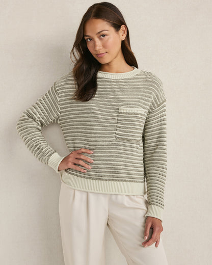 ORGANIC COTTON LINEAR STITCH CREWNECK SWEATER