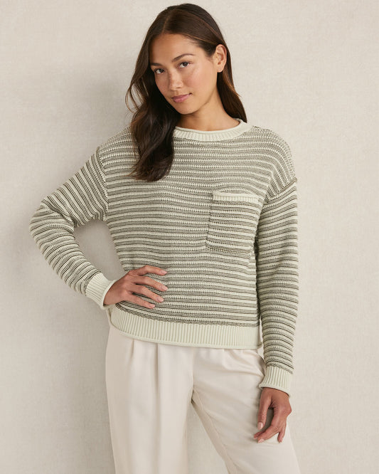 ORGANIC COTTON LINEAR STITCH CREWNECK SWEATER