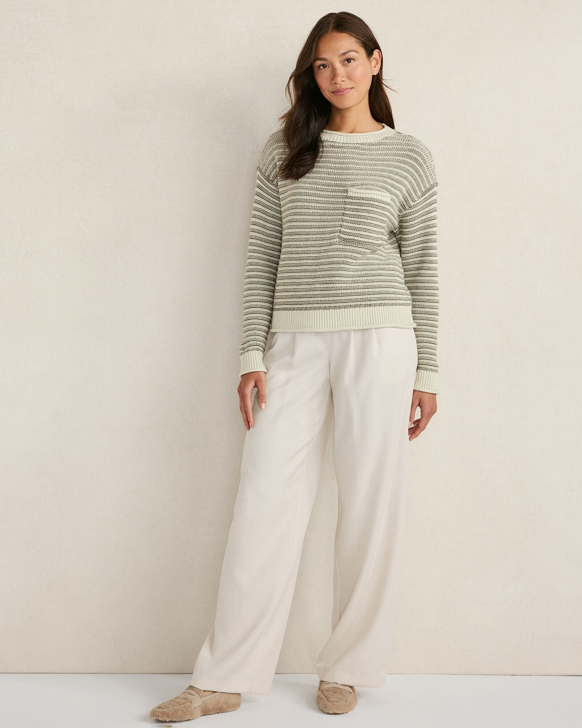 ORGANIC COTTON LINEAR STITCH CREWNECK SWEATER