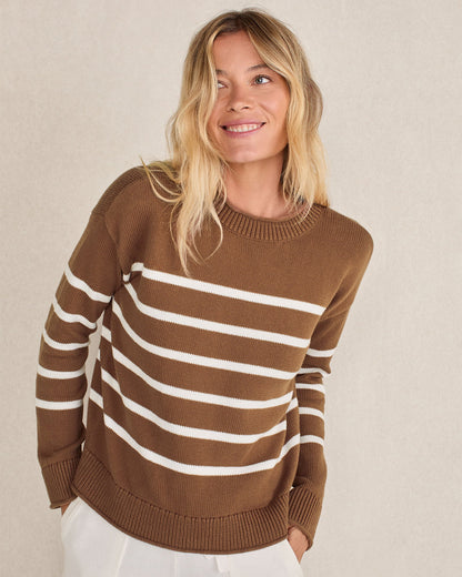 ORGANIC COTTON STRIPE ROLL NECK SWEATER