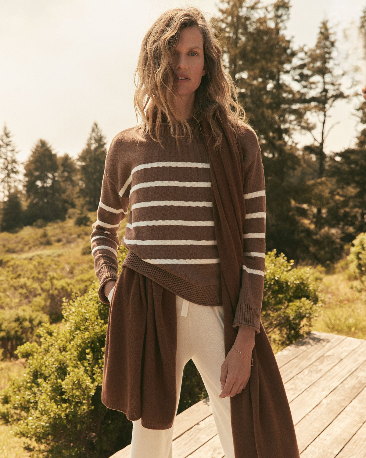 ORGANIC COTTON STRIPE ROLL NECK SWEATER