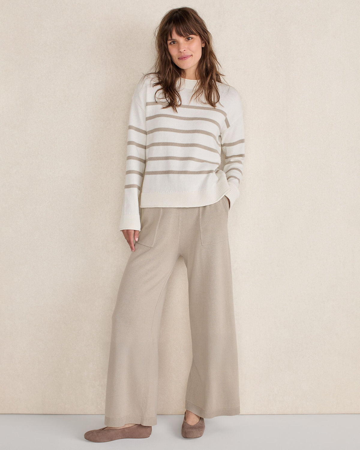 ORGANIC COTTON STRIPE ROLL NECK SWEATER